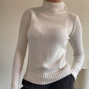 Women's white knit sweater